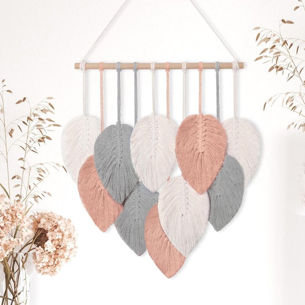 Macrame Wall Hanging Leaves Chic Woven Leaf Tassels Decoration Cotton Ornaments